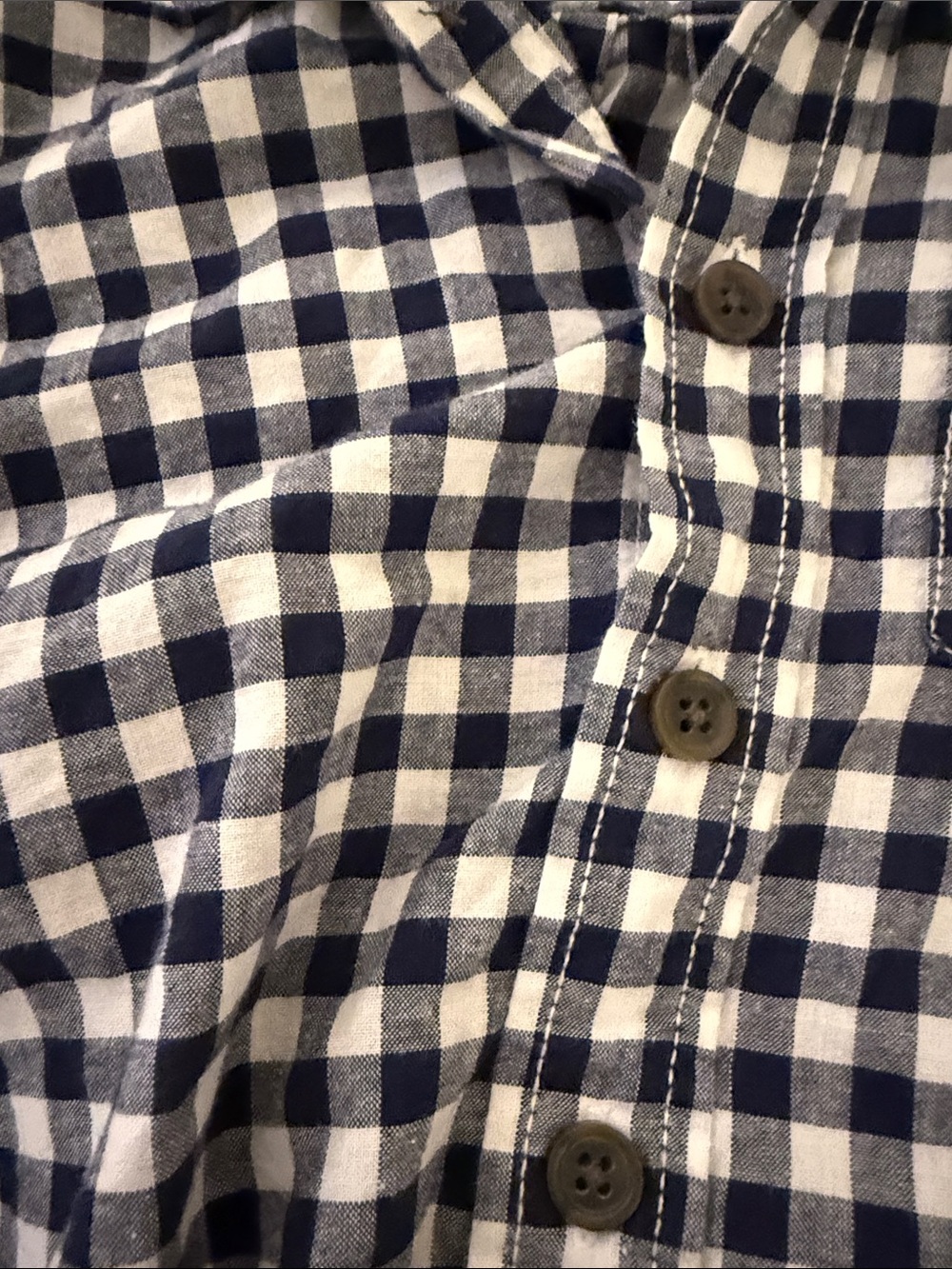 Cat & Jack Navy and White Gingham Button-Down Shirt - Picture 3 of 3